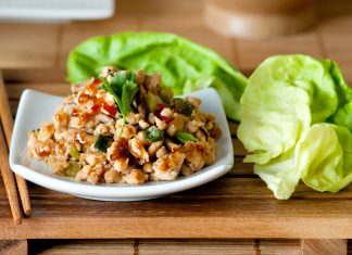 Asian Lettuce Wrap Recipe with Chicken, Turkey, or Beef chicken-asian-lettuce-wrap-preparation